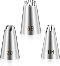 3Pcs 1M 2D 6B Cake Piping Tips, Cake Decorating Supplies Piping Tips, Piping Noz