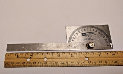 #ad Vintage Sears CRAFTSMAN 9 4029 Locking 180 Degree Protractor Stainless Steel USA $16.87