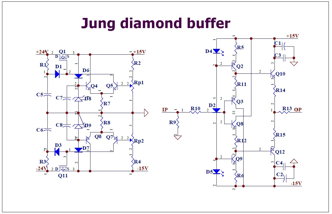 Walt Jung Diamond Buffer W/ Low Noise Kubota Regulator transistor