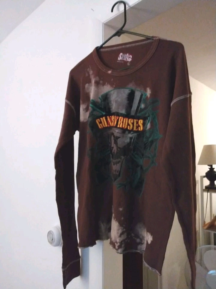 Guns N Roses T Shirt Mens Size Large L Brown Long Sleeve H&M Casual Adults - Image 3 of 4