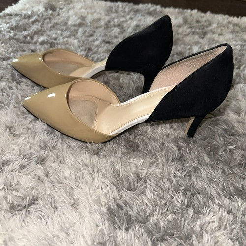 Alex Marie Beige Black Patent Leather Suede Women's Shoes Size 9 Heels Pumps - 第 6/7 張圖片