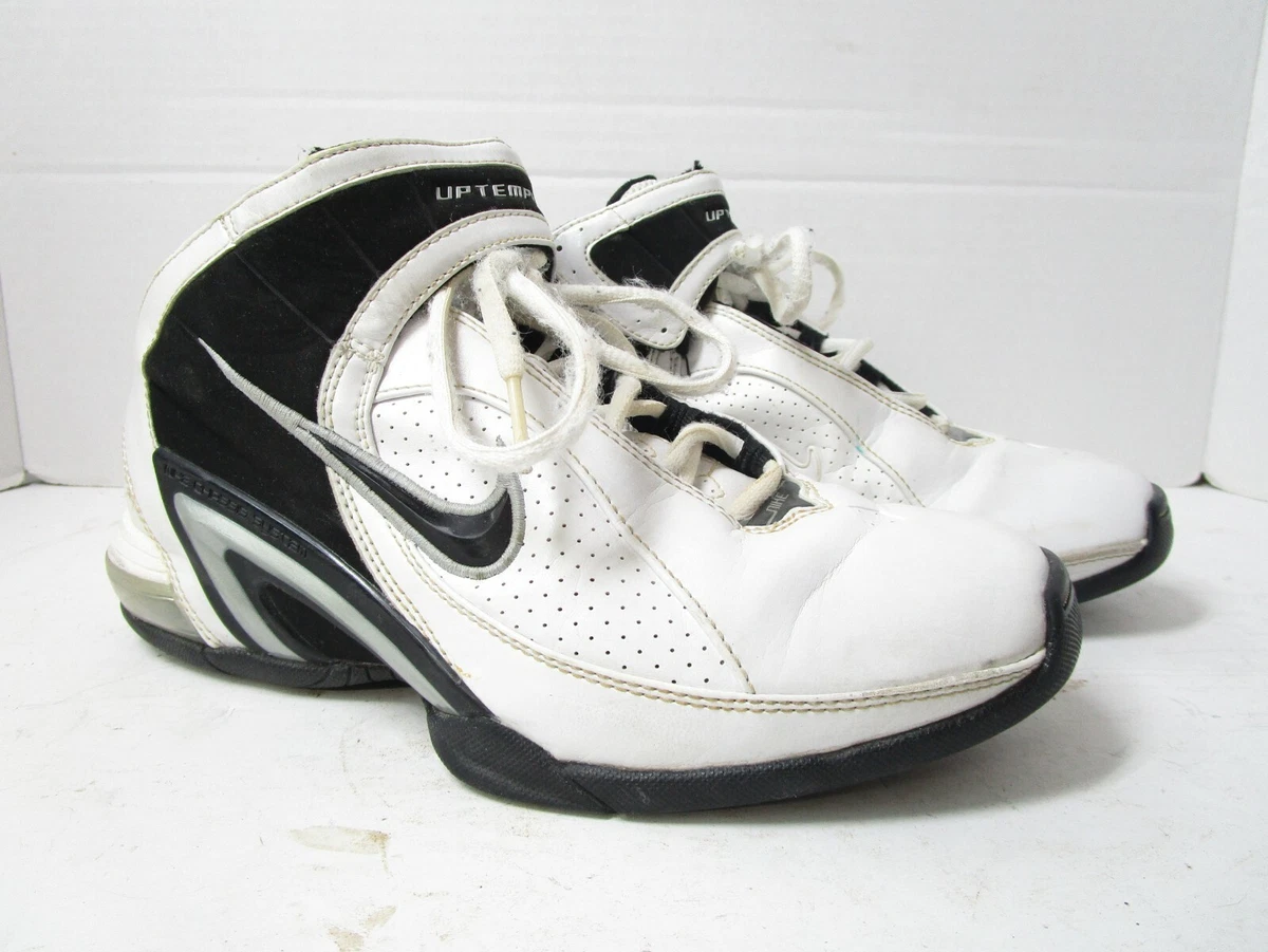 Nike Uptempo 314034 101 Size 7 Boys White Black Basketball Shoes 2006 Collection