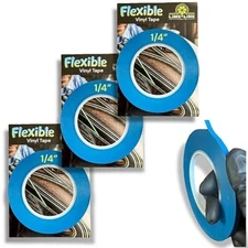LiME LiNE 1/4" Flexible Vinyl Fineline Masking Tape for Pinstriping - Pack of 3