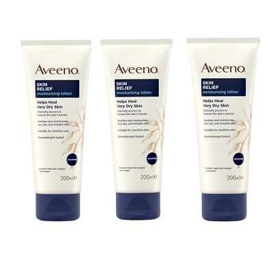 3x Aveeno Skin Relief Moisturising Lotion Sheabutter unparfümiert 200ml
