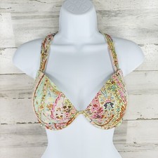 VICTORIA'S SECRET SZ 34D THE FABULOUS CROCHET RACERBACK STRAPPY BIKINI TOP GREEN