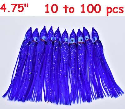 10 to 100 pcs 4.75'' Purple Hoochie Squid Skirts Octopus Trolling Saltwater Lures