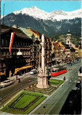 Innsbruck Maria-Theresien-Strafe Street Car Cars Austria 1971 Chrome Postcard