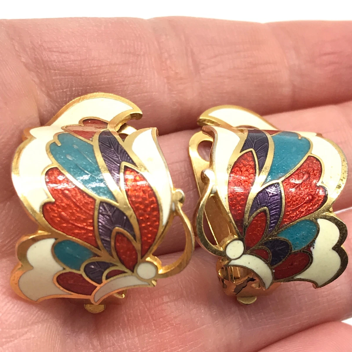 Vintage cheap enamel earrings