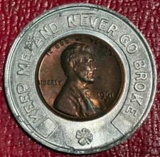 ENCASED COIN AU 1961 D LINCOLN CENT NICE TONER COINS & CURRENCY PHILADELPHIA-JUN