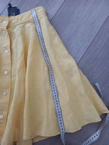 Polo Ralph Lauren Primrose Yellow 100% Linen Button Down Skirt UK 8 With Pockets - Picture 6 of 12