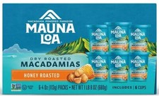 24oz - 6 Pack Box of 4oz cups Macadamia Nuts Dry Roasted HONEY MAUNA LOA Hawaii