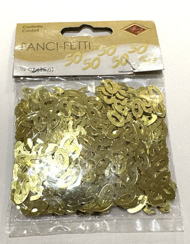 Beistle Fanci-Fetti Confetti 50 Birthday Anniversary Gold 50627-GD NOS NEW READ