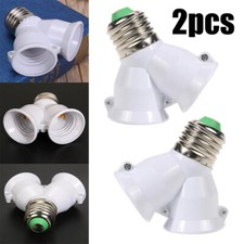 E27 Lamp Socket 2 in 1 Splitter Adapter Light Double Y Bulb Base Stand Holder 2X