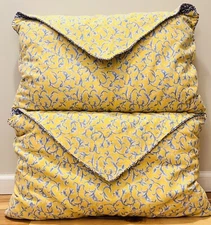 2 French-Country Envelope Accent Pillows Atelier Yellow & Blue Floral Handmade