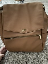 FP Diaper Bag/Backpack Beige Leather Freshly Picked Used/Good Condition Hole See