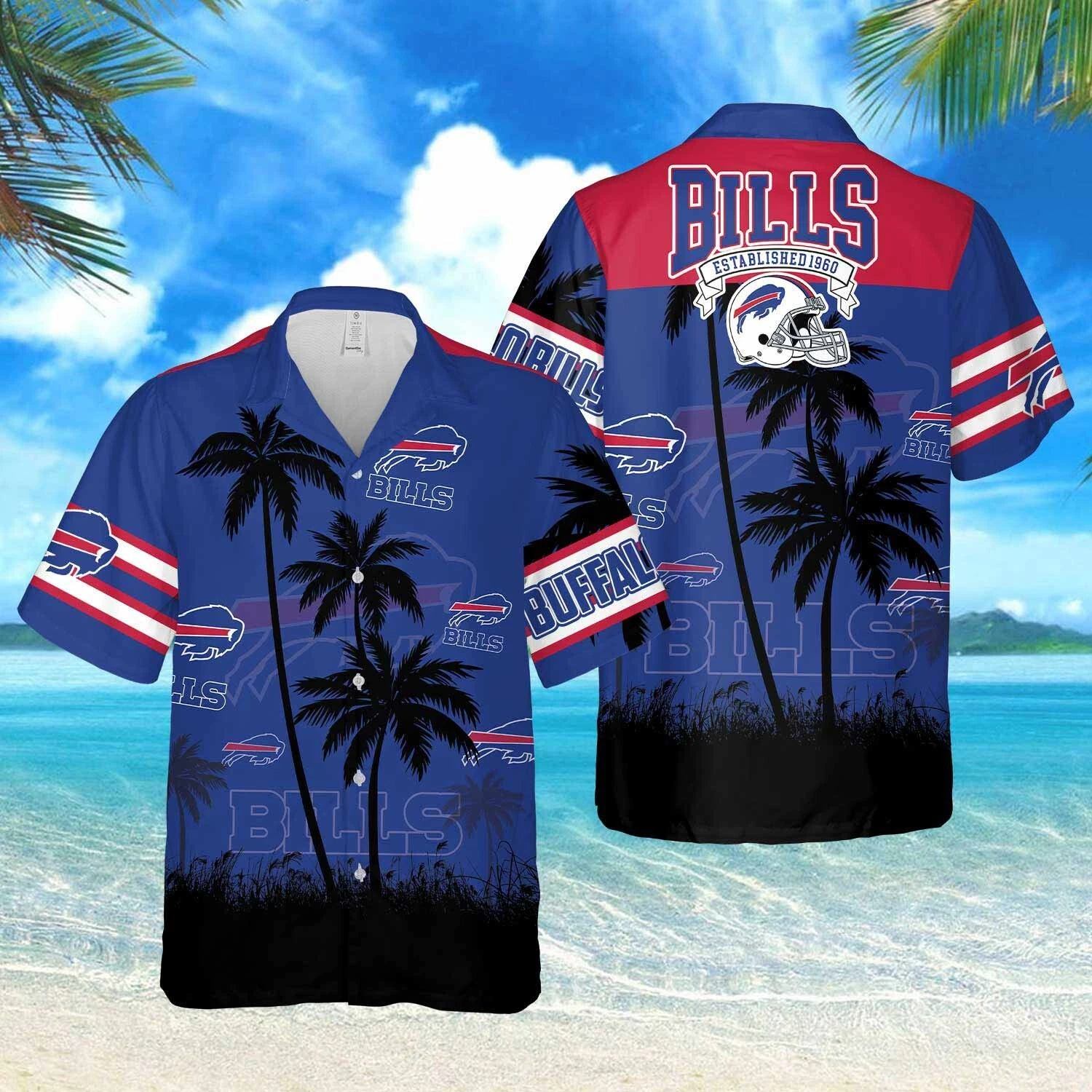 Buffalo Football Team Billss Hawaiian Button Down Shirt Unisex Adults