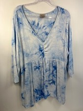 Como Vintage Blue and White Tie Dye Blouse 3/...
