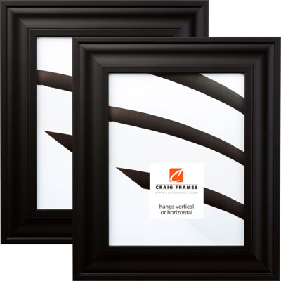 Craig Frames Contemporary Upscale, 2 Inch Satin Mica Black Picture Frame 2-Pack