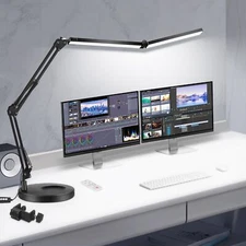 Led Desk Lamps For Home Office 2 In 1 Double Head Desk Lamp With Clamp Baseremot