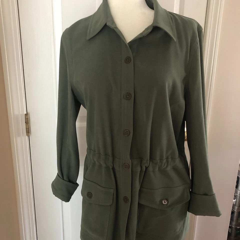 Denim & Co. Conjunto de chaqueta y pantalón manga larga con botones - OLIVA - PEQUEÑO LEER MÁS ABAJO Foto 2 de 4