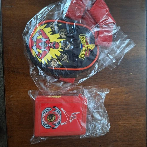 Vintage 1994 Power Rangers Pouch Zippered Fanny Pack 3.5" 2 Item Lot Beeper New