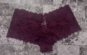 NWT VICTORIA'S SECRET DREAM ANGELS L MAROON FLORAL LACE SHORTIE BOYSHORT PANTIES
