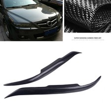 For 2003 2004-2013 Mazda 6 Headlight Eyebrow Eyelid Cover Carbon Fiber 2pcs