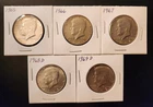 1965 thru 1969 Kennedy Half Dollars Lot of 5 40% Silver
