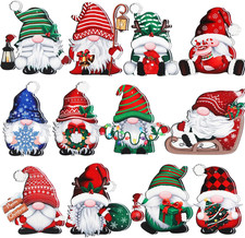 24 Pcs Christmas Gnome Wooden Ornaments Wood Hanging Christmas Tree Decorations