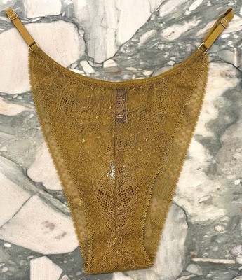 NEW Victoria Secret Very Sexy Square Ring String Lace Brazilian Bronzed Olive XL