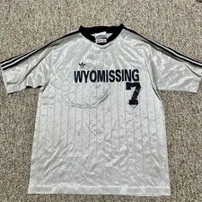 Vintage 90s Adidas White Football Soccer Jersey Shirt Made In USA Size L