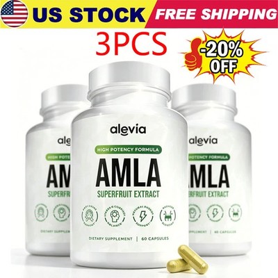 3x Alevia Organic Amla Capsules 1000mg Indian Gooseberry Antioxidant Supplement