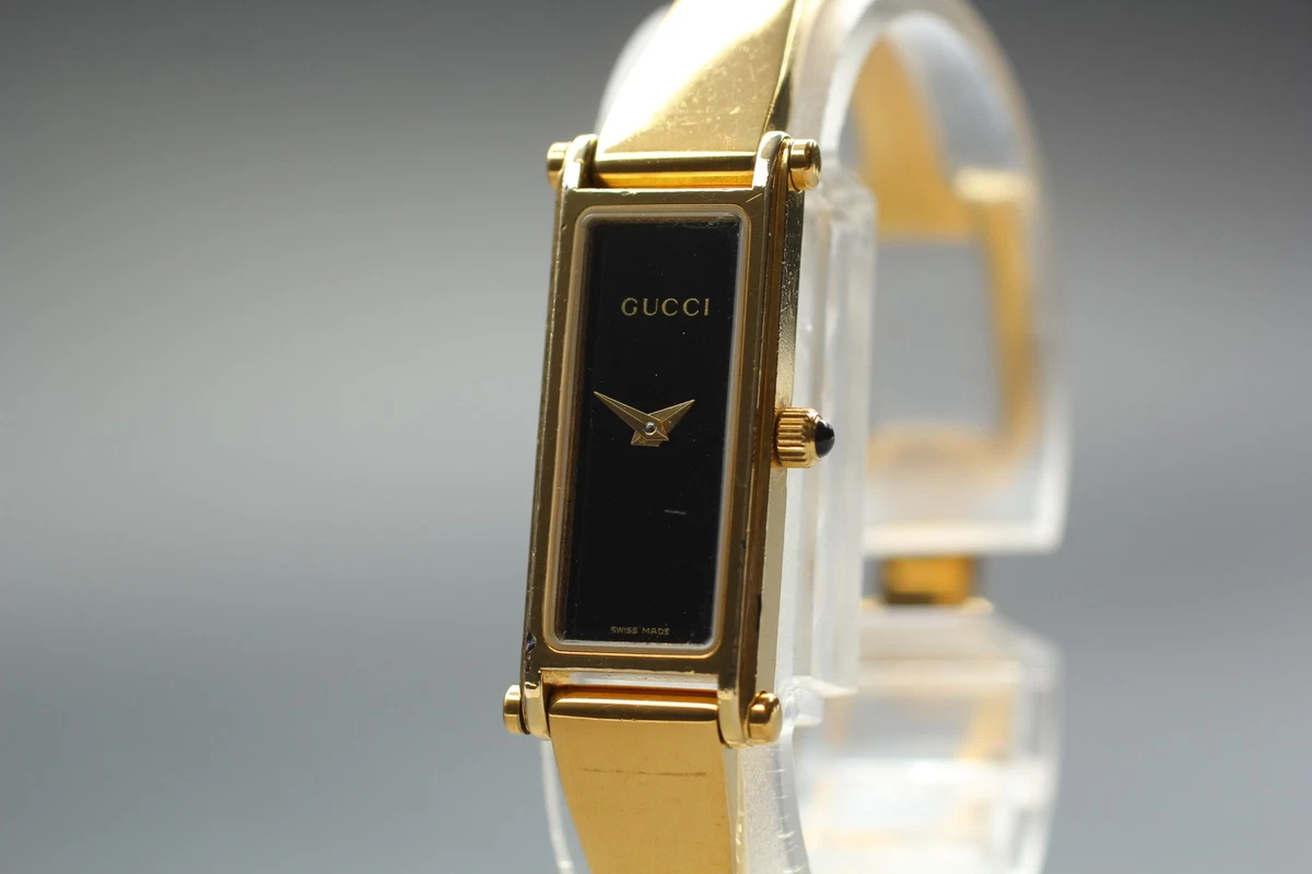 GUCCI 1500 L ゴールド ステンレススチール As-Is] Gucci 1500L Watch Ladies 12mm Vintage Gold Black Not tested