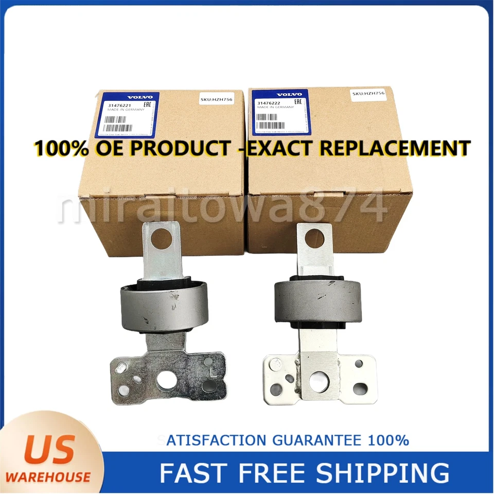 Rear L&R Susp Control Trailing Arm Stay Bushings For Volvo S60 S80 V60 V70 New - Image 2 of 4