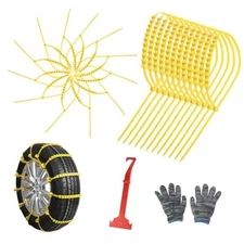 12 Pcs Snow Tire Chains - Portable Plastic Non-Slip Traction Cables