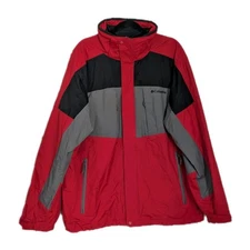 Columbia Interchange XL Ski Jacket Red Gray Black Nylon Waterproof Shell