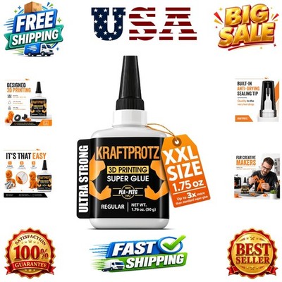 3D Printer Super Glue Thin for PLA, ABS, PETG, TPU & Nylon   1.76 oz XXL   Ca...
