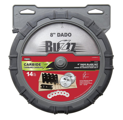 416381 Carbide Stacking Dado Blade Set - 14 Pieces, Silver, 8''