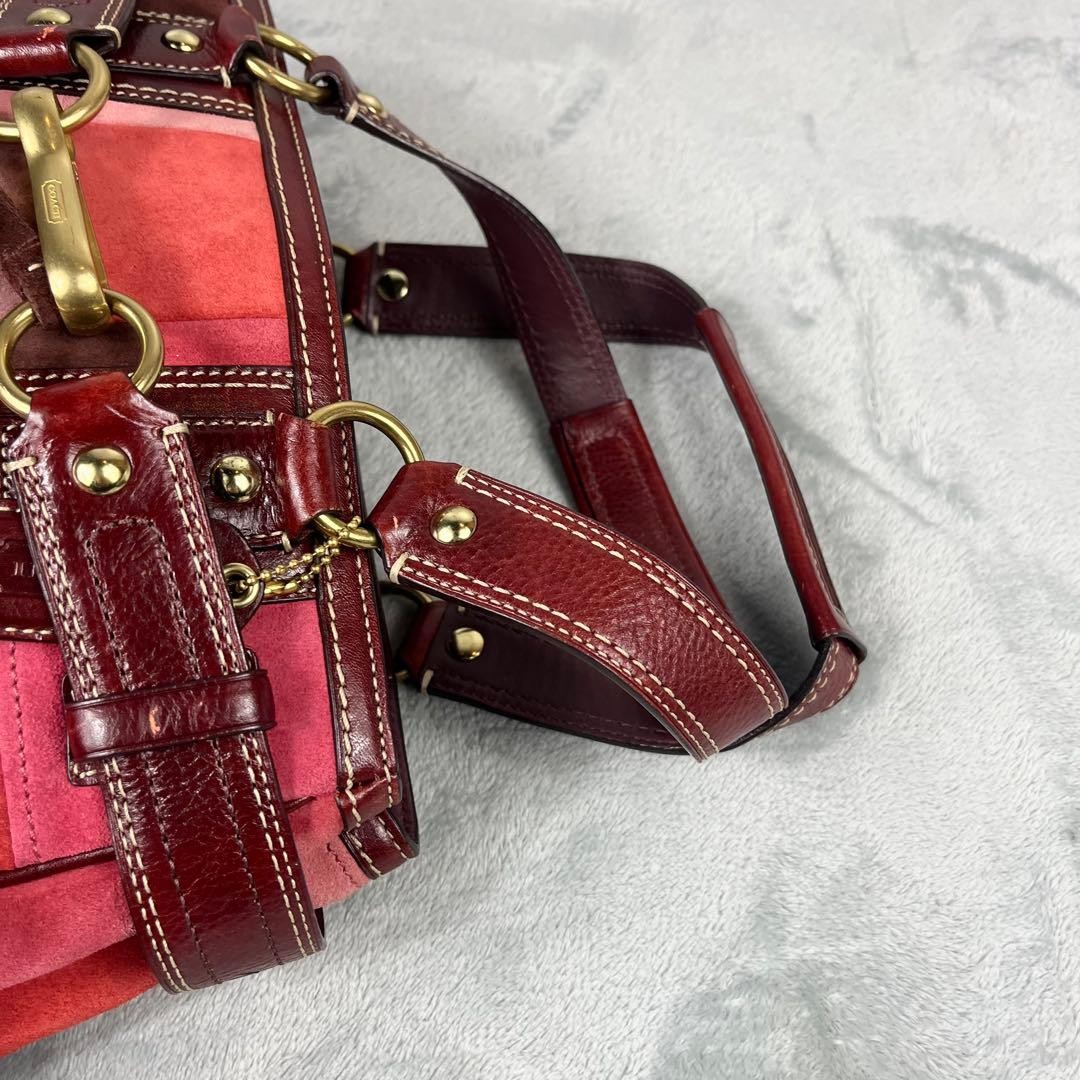 Coach Patchwork Suede Leather Mini Boston Bag Red… - image 16