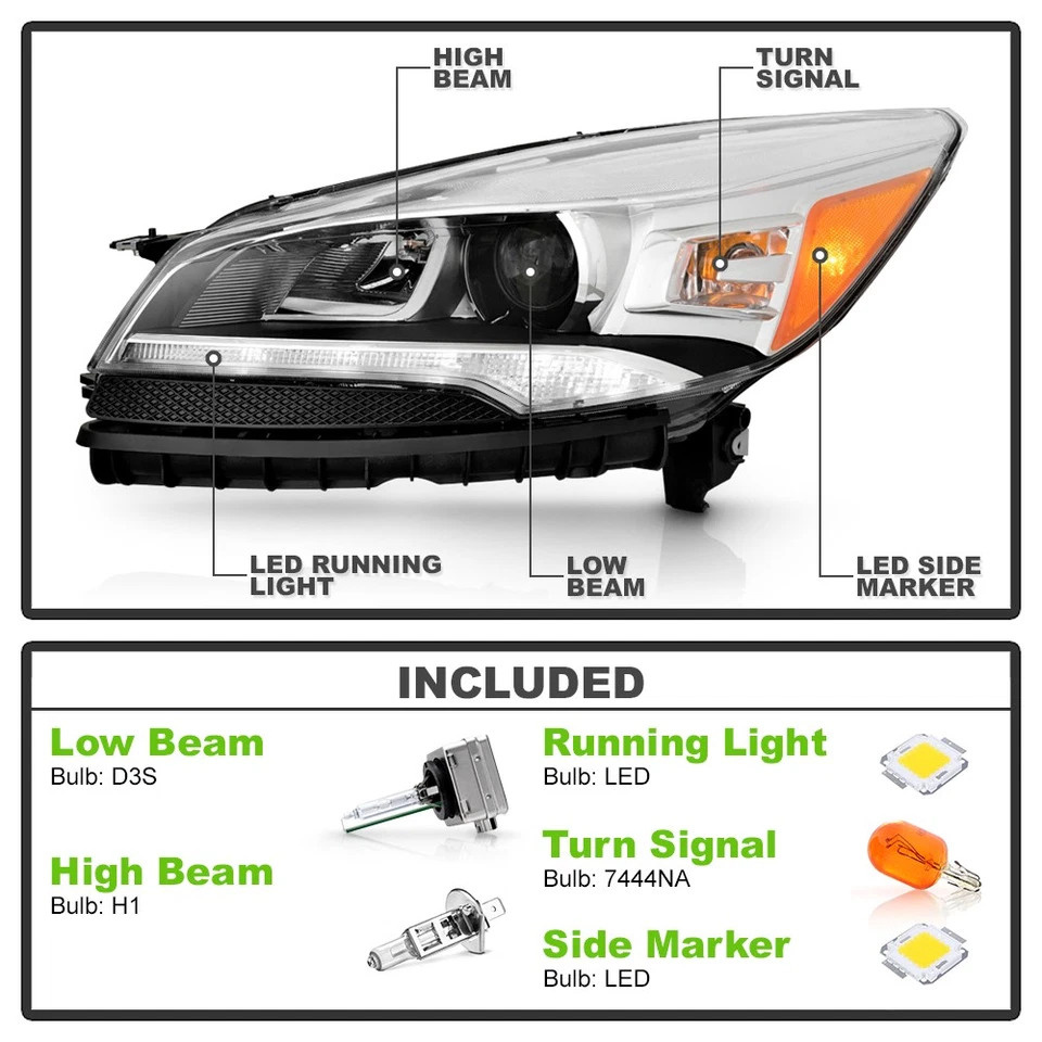 For 2013-2016 Ford Escape HID/Xenon LED DRL Projector Headlight Dirver Side - Image 4 of 4