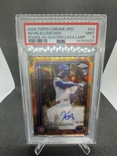 2025 Topps Chrome Update Autographs Kevin Alcantara Gold/Org RC /85 Pop 1 PSA