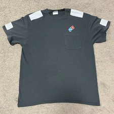 Domino's Pizza Shirt Mens Large Black Reflective Delivery Uniform Work Tee