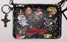 Ed Hardy Micro Organizer Crossbody Bag Skulls Tiger Love Kills Slowly Cross