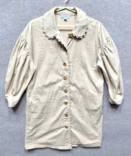 Kika Vargas x Target Scalloped Neck Button Down Canvas Midi Dress Women L Tan