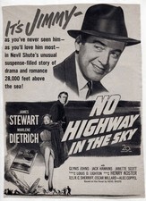 Vtg Movie AD No Highway in the Sky 1951 James Stewart Marlene Dietrich Free Ship