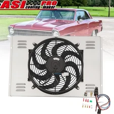 Aluminum SHROUD FAN KITS FOR 1962-1967 66 CHEVROLET CHEVY II NOVA 2.5L 3.2L 4.1L