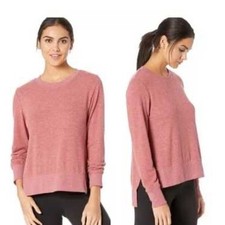 Alo Yoga Glimpse Long Sleeve Pullover Women Small Pink Heathered Athleisure Yoga