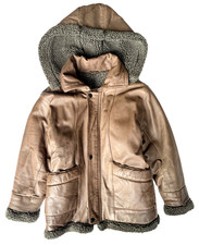 Vintage Wilda Genuine Leather Jacket Brown Sz M 10/12 Unisex Coat Sherpa Lining