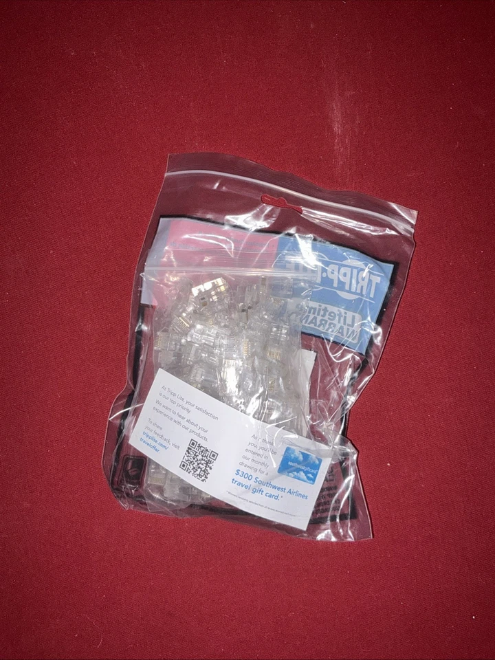 Tripp Lite Cat6 RJ45 Pass-Through UTP Modular Plug, 100 Pack (n232-100-utp) - Image 2 of 2