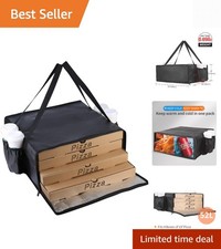 Insulated Pizza Delivery Bag with 4 Cup Holder, 20"x20"x8" Pizza Bags for Del...